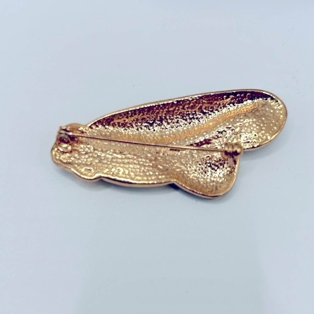 Vintage 14k Layered Gold Victorian Style Hat Brooch Green and Gold Pin - Picture 4 of 7